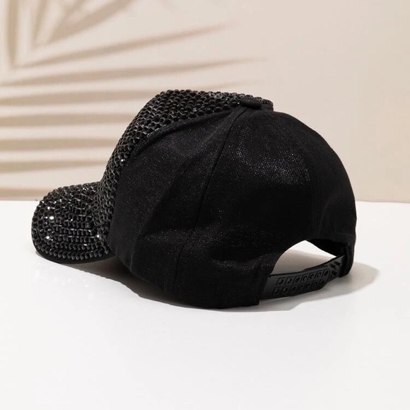 Black Rhinestone Decor Baseball Cap - Picture 4 of 16